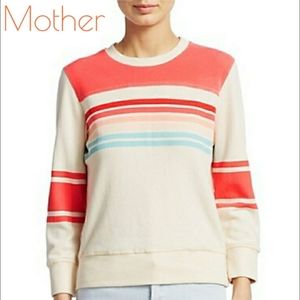 MOTHER • Koozie Half-Stripe Cotton Sweatshirt